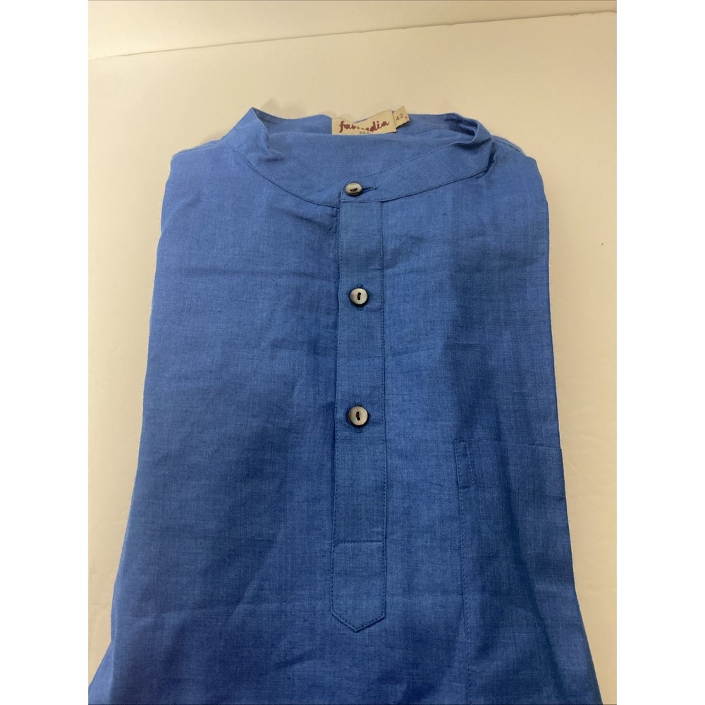 Fabindia Men Short kurta Blue‎ Silk 42 M1